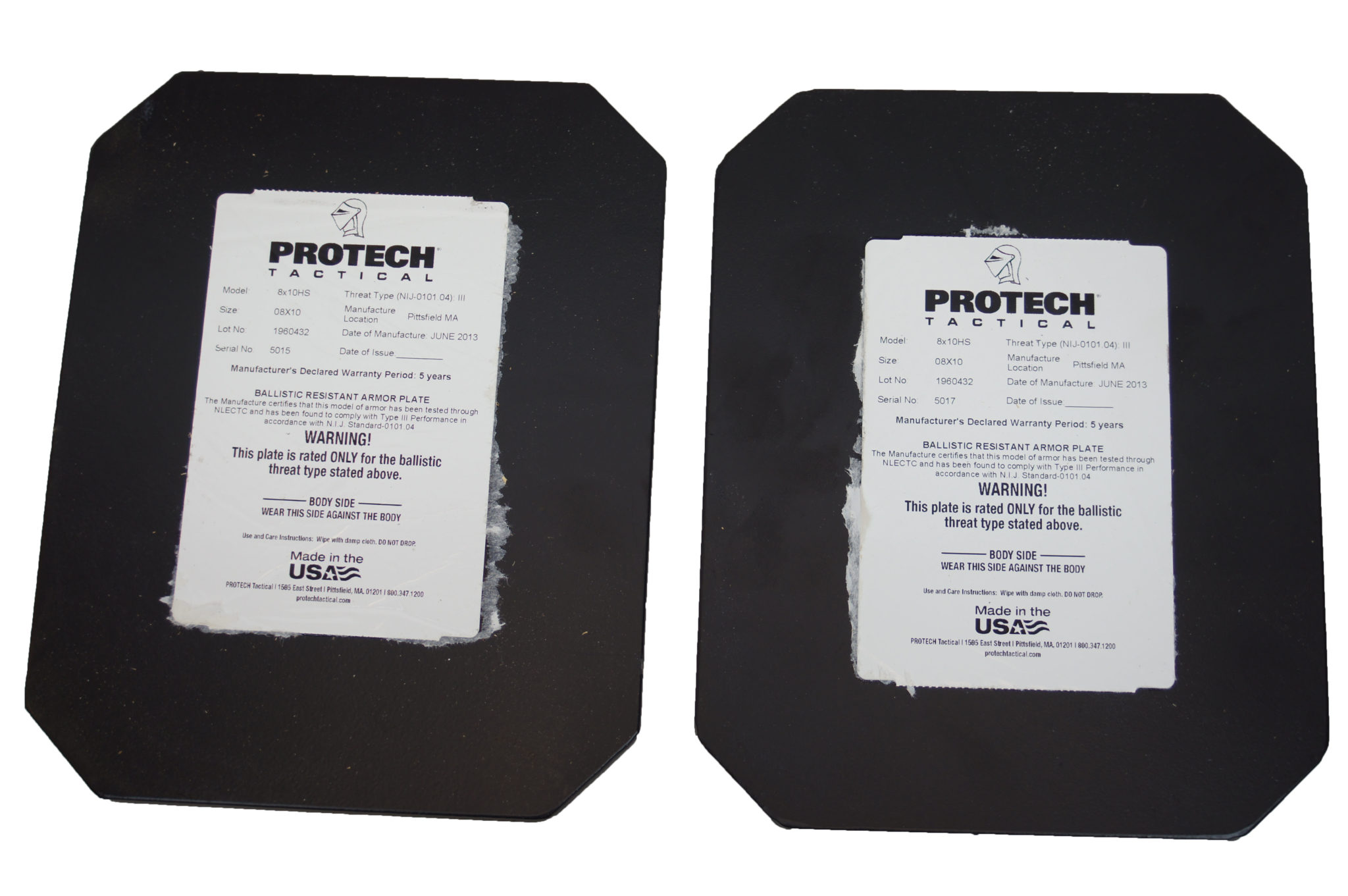 Protech Tactical 8x10HS Ballistic Resistant Armor Steel Plates Size 8