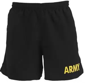 GI Army New Issue PT Shorts – Black With Yellow Print