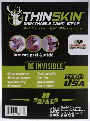 ThinSkin Breathable Camo Wrap Sheets – Cut + Peel + Stick Protection – Pack Of 8 Small Sheets – Assorted Hunting Patterns