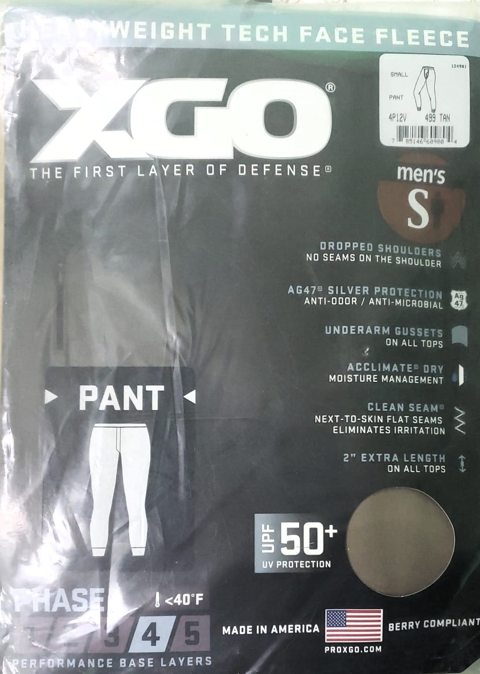 XGO Men’s Phase 4 Heavyweight Performance Tech Face Fleece Thermal Pants