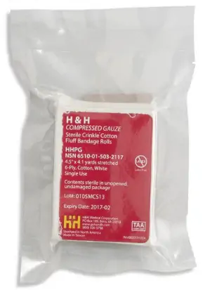 H&H Steril Crinkle Cotton Compressed Gauze Fluff Bandage Rolls – 6 ply