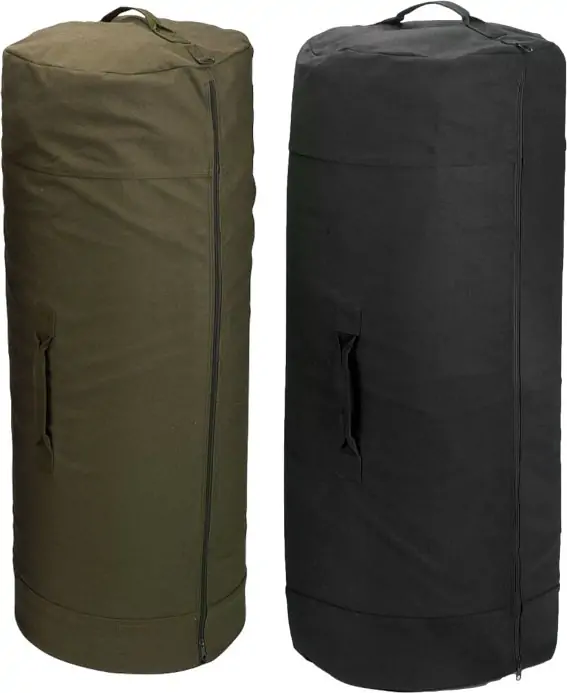 GI Style Canvas Side Zipper Duffle Bag