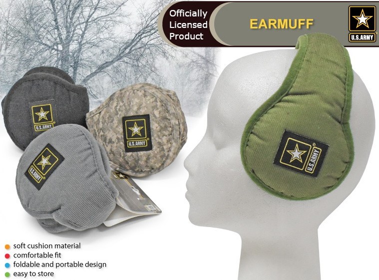 US Army Star Corduroy Design Cushion Ear Muffs