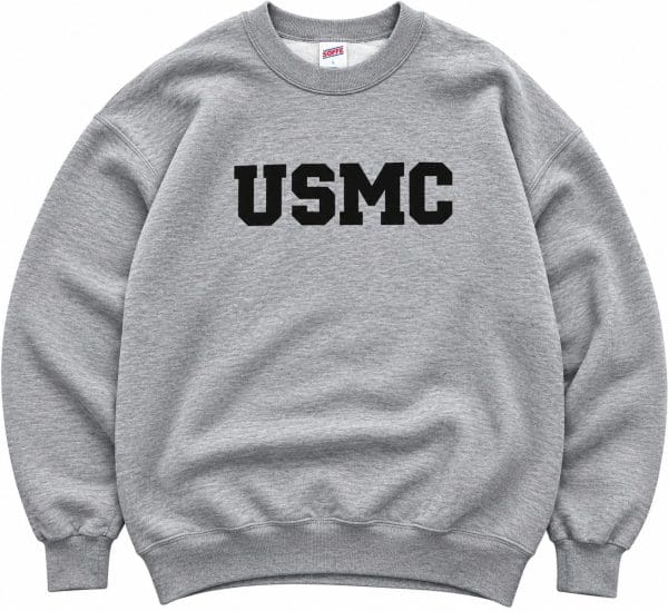GI SOFFE – USMC Full Chest Black Print Crew Neck Sweatshirt
