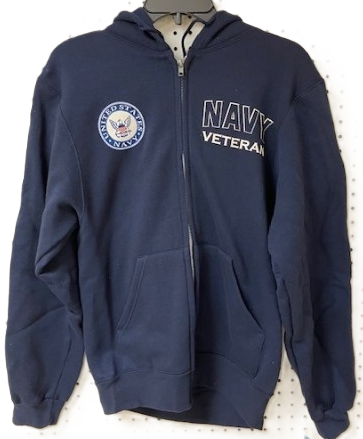 SOFFE – U.S. Navy Veteran Full Zip Hoodie Sweatshirt – Front Pouch Pockets