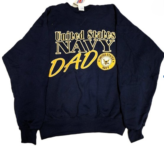 SOFFE US Navy Prints – 1 st Quality – U.S. Navy Dad Crew Neck Fleece Sweatshirt