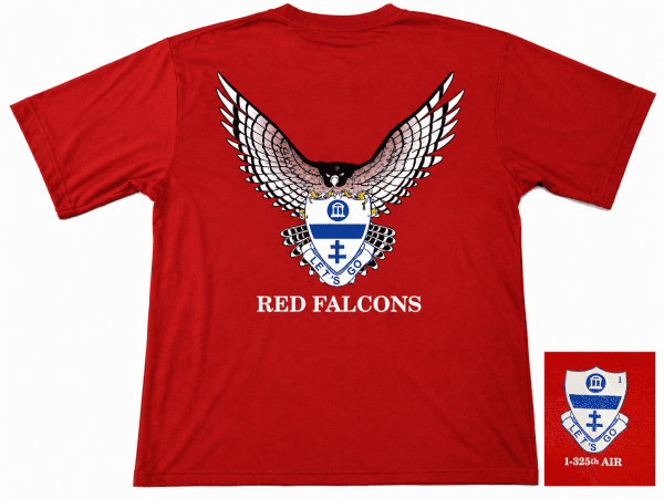 Soffe – Crest Red Falcon – 1-325th Air -Short Sleeve Polyester T-Shirt